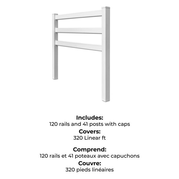 everhome 320-ft White Vinyl Ranch Fence Kit