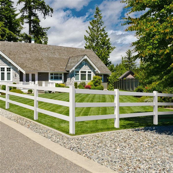 everhome 5-in W x 7-ft H White Vinyl Ranch Fence Corner Posts - 4/Pk