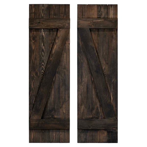 Dogberry Collections 2-Piece 14 x 48-in Z-Bar Cedar Wood Shutters - Black