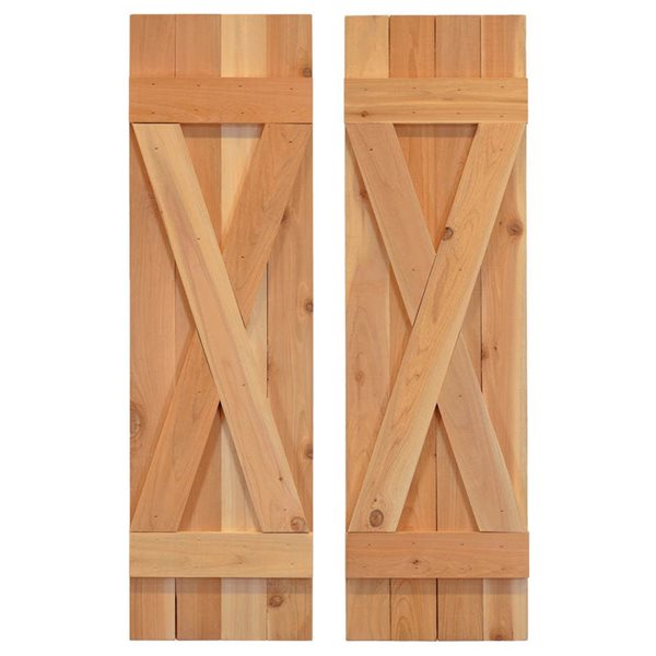 Dogberry Collections 2-Piece 14 x 72-in X-Bar Cedar Wood Shutters - Blonde