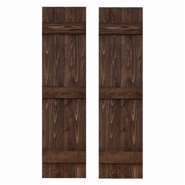 Dogberry Collections 2-Piece 14 x 36-in Traditional Cedar Wood Shutters - Coffee Brown