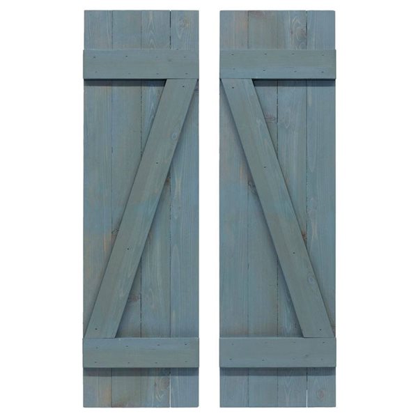 Dogberry Collections 2-Piece 14 x 36-in Z-Bar Cedar Wood Shutters - Provincial Blue