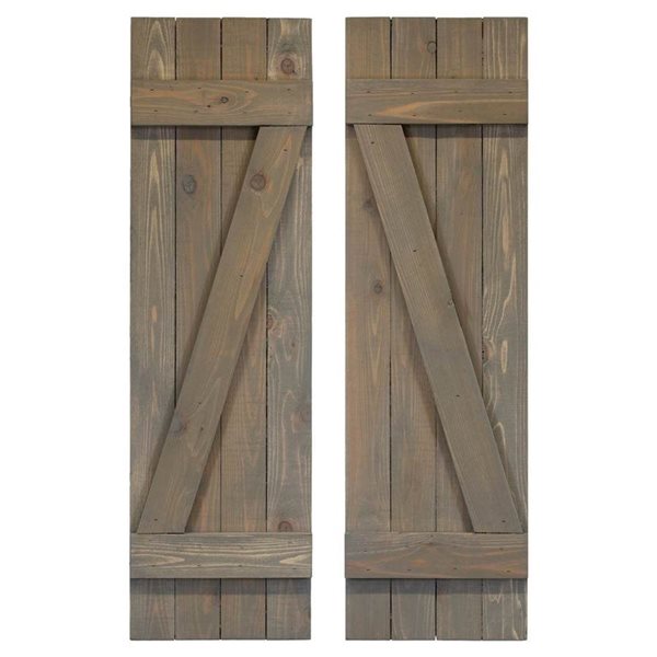 Dogberry Collections 2-Piece 14 x 66-in Z-Bar Cedar Wood Shutters - Slate Grey