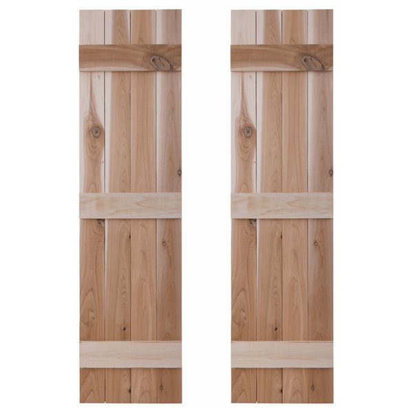 Dogberry Collections 2-Piece 14 x 36-in Traditional Cedar Wood Shutters - Unfinished