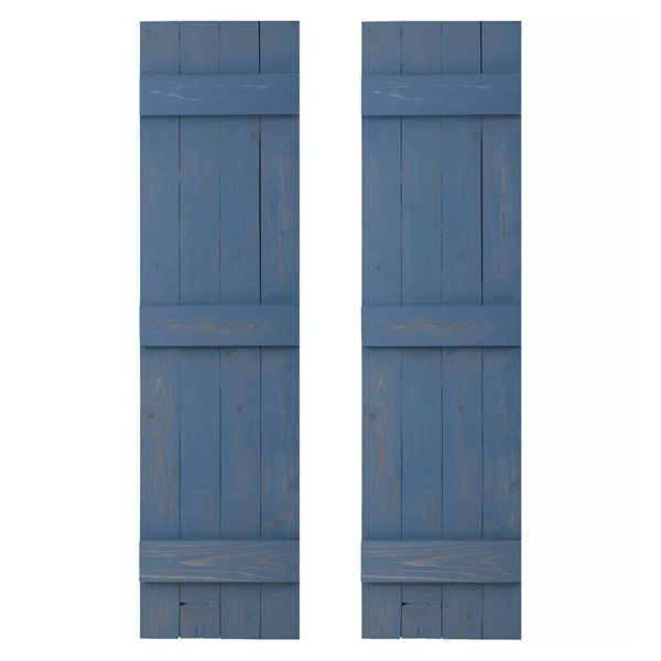 Dogberry Collections 2-Piece 14 x 72-in Traditional Cedar Wood Shutters - Provincial Blue