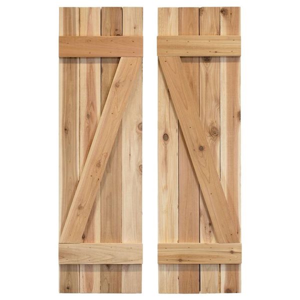 Dogberry Collections 2-Piece 14 x 42-in Z-Bar Cedar Wood Shutters - Unfinished