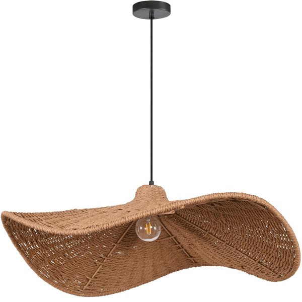 Dainolite Selma 1-Light Pendant Ceiling Light w/ Wavy Wicker Shade