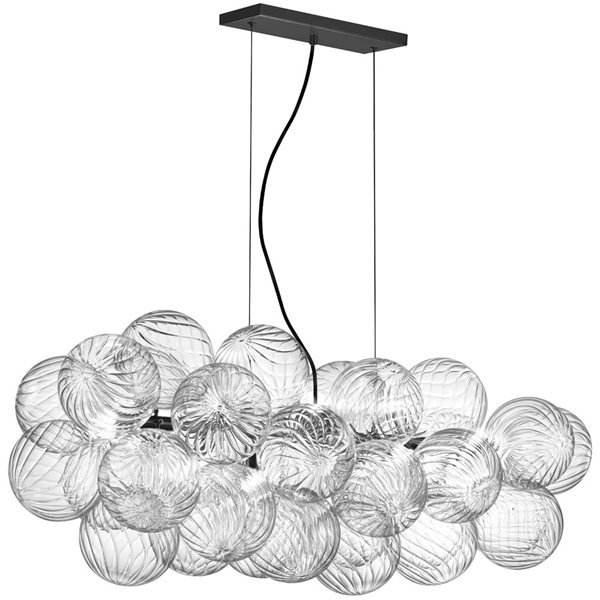 Dainolite Charlize 10-Light Horizontal Pendant Ceiling Light w/ Clear Spiral Glass - Matte Black