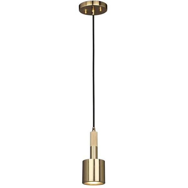 Dainolite Rhoswen 1-Light Pendant Ceiling Light w/ Frosted Shade - Aged Brass