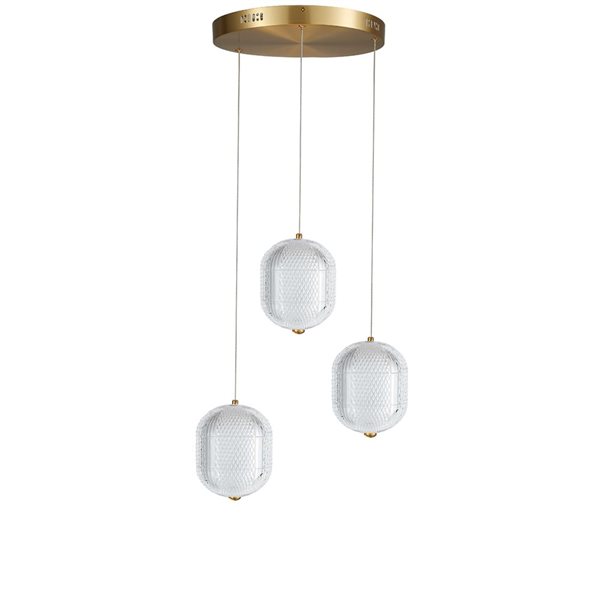 Dainolite Peri 3-Light LED Multi Pendant Ceiling Light - Aged Brass PRI ...