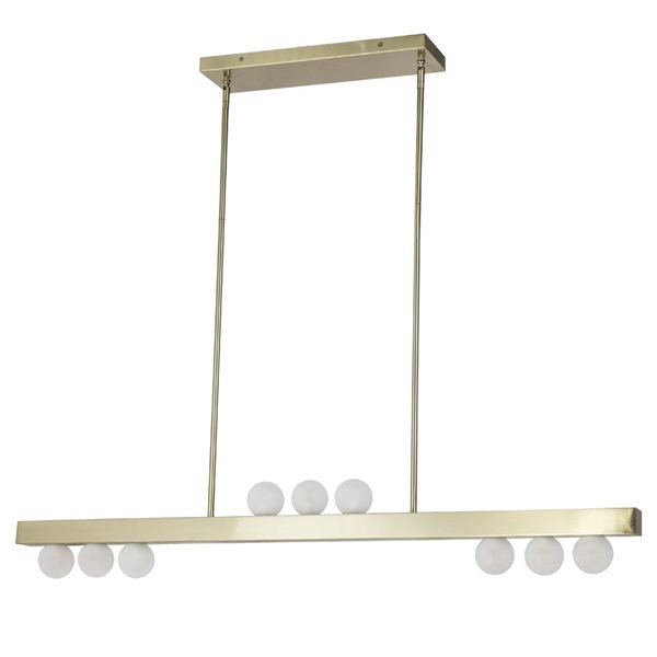Dainolite Raleigh 9-Light Linear Pendant Ceiling Light - Aged Brass