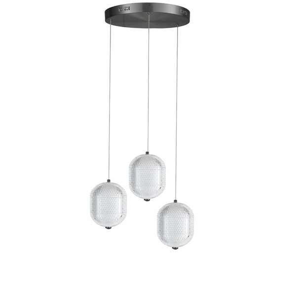 Dainolite Peri 3-Light LED Multi Pendant Ceiling Light - Matte Black