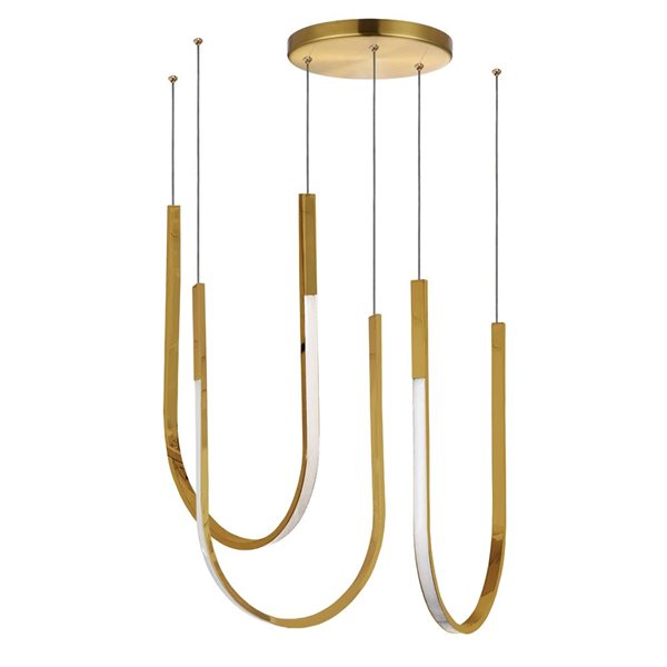 Dainolite Pacari 54 W Horizontal Pendant Ceiling Light w/ White Silicone Shade - Aged Brass