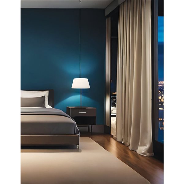 Dainolite Gretchen 1-Light Round Base Table Lamp w/ White Shade - Matte Black