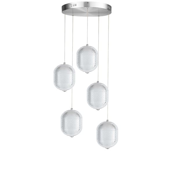 Dainolite Peri 5-Light LED Multi Pendant Ceiling Light - Polished Chrome