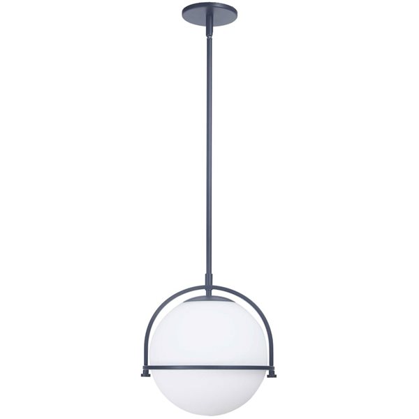Dainolite Paola 1-Light Pendant Ceiling Light w/ White Opal Glass - Matte Black