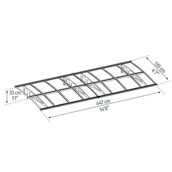 Canopia by Palram Bordeaux Door Awning w/ 4.5 x 14.6-ft Clear Panel