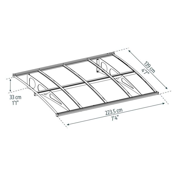 Canopia by Palram Bordeaux Door Awning w/ 4.5 x 7.3-ft Clear Panel