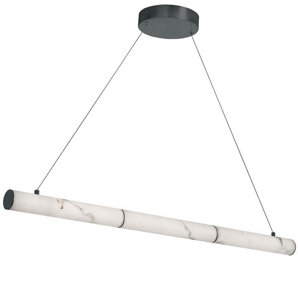 Dainolite Reuben LED White Shade Cylinder Linear Pendant Light - Matte Black