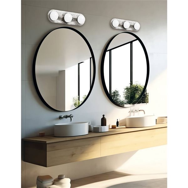 Dainolite Velma 3 Light Clear Glass Vanity Light - Matte Black