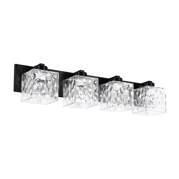 Dainolite Veda 4 Light Clear Glass Vanity Light - Matte Black