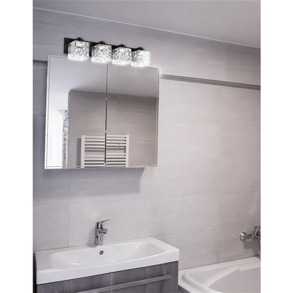 Dainolite Veda 4 Light Clear Glass Vanity Light - Matte Black