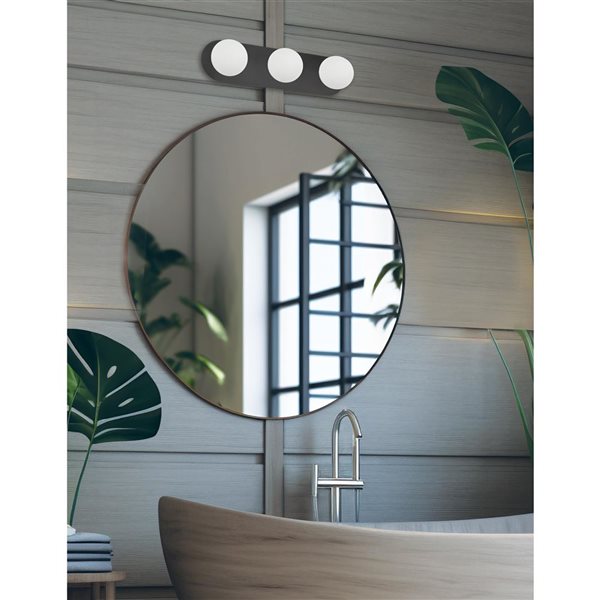 Dainolite Burlat 3 Light White Glass Vanity Light - Matte Black