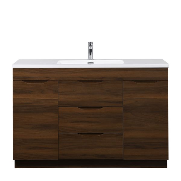GEF Arthur 48-in Freestanding Walnut Vanity with White Polymarble Countertop