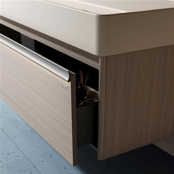 GEF Theo 48-in Floating North Norse Vanity with Sea Salt Grey Nano Solid Surface Countertop