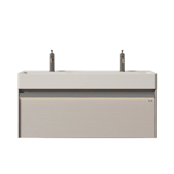 GEF Theo 48-in Floating North Norse Vanity with Sea Salt Grey Nano Solid Surface Countertop