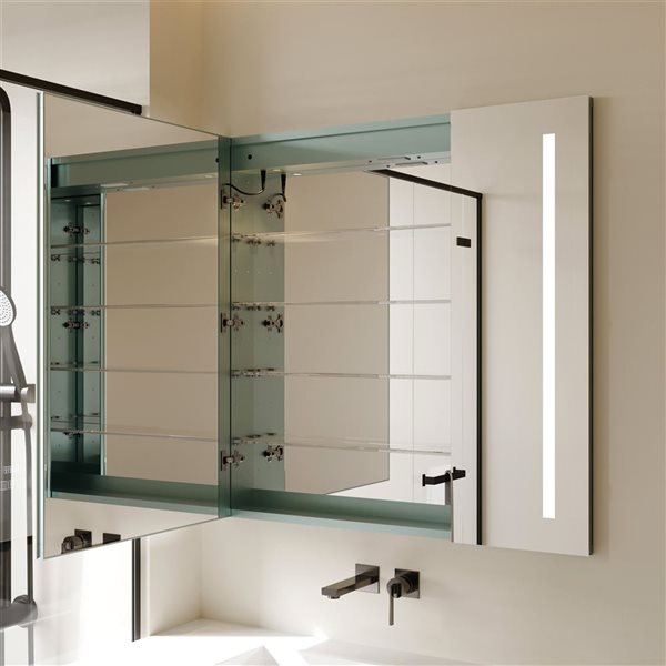 GEF Amina 36-in Rectangle LED Medicine Cabinet - Aluminum