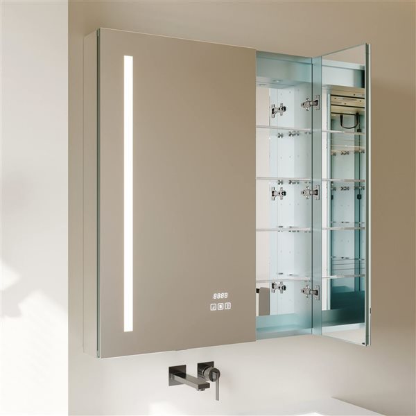 GEF Amina 36-in Rectangle LED Medicine Cabinet - Aluminum