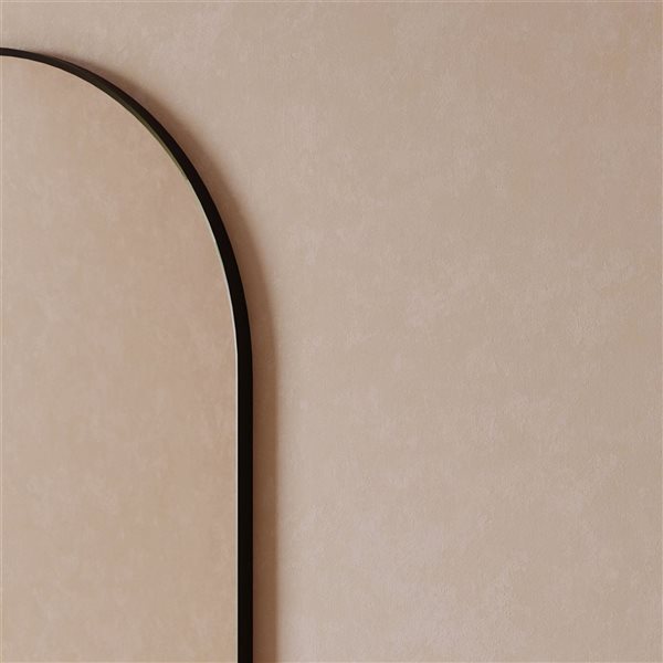 GEF Curl 24-in Aluminum Framed Wall Mounted Arch Mirror - Matte Black