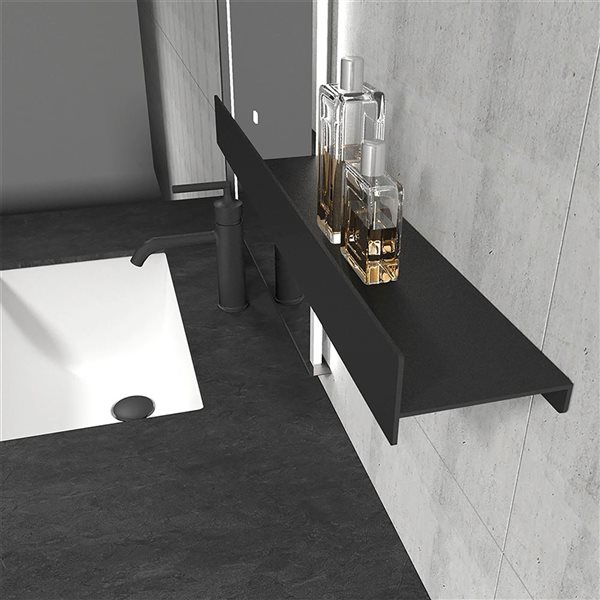 GEF Theo 60-in Antique Silver Floating Vanity with Dark Ash Countertop and Ceramic Basin