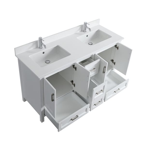 GEF Alaina 72-in Freestanding White Double Sink Vanity with White Quartz Countertop