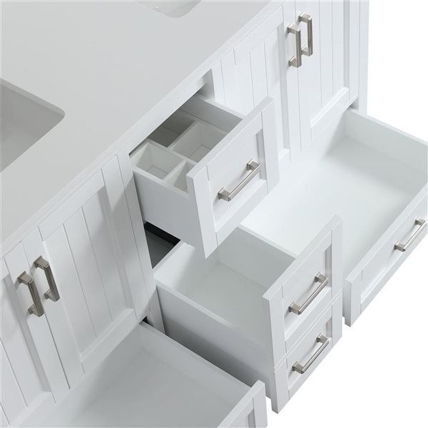 GEF Alaina 72-in Freestanding White Double Sink Vanity with White Quartz Countertop