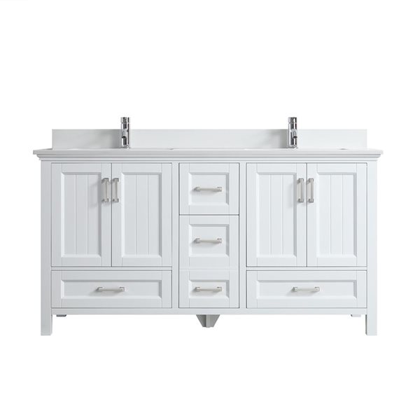 GEF Alaina 72-in Freestanding White Double Sink Vanity with White Quartz Countertop