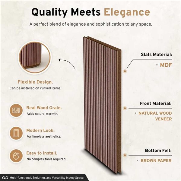 Dogberry 94.5 x 12-in Fluted Wall Panel 2/Pck - Smokey Oak