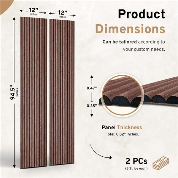 Dogberry 94.5 x 12-in Fluted Wall Panel 2/Pck - Smokey Oak