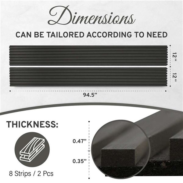 Dogberry 94.5 x 12-in Acoustic Wall Panel 2/Pck - Grey