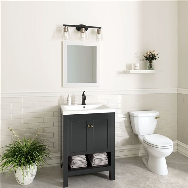 Millennium Lighting 3-Light Clear Glass Bell Shade Vanity Light - Matte Black/Satin Nickel