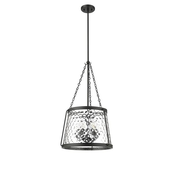 Millennium Lighting Adabella 5-Light Textured Clear Glass Cone Shade Pendant Light - Matte Black