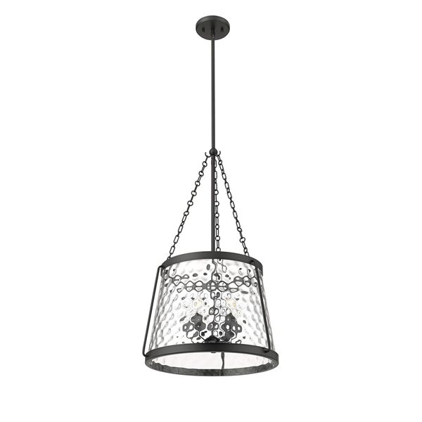 Millennium Lighting Adabella 5-Light Textured Clear Glass Cone Shade Pendant Light - Matte Black