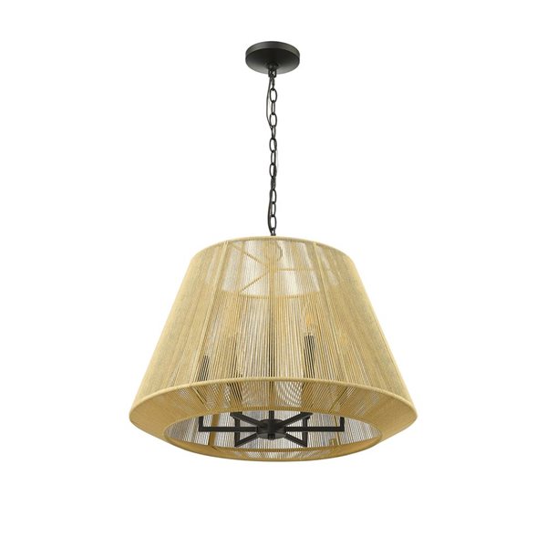 Millennium Lighting Sterling 6-Light Pendant Ceiling Light - Matte Black/Natural
