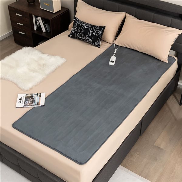 Costway 71 x 30-in Twin Size Massage Table Warmer Polyester Heated Mattress Pad w/ 5 Heat Settings - Grey