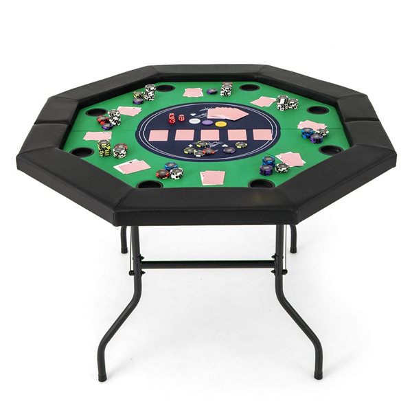 Costway 48-in 8-Player Foldable Poker and Blackjack Texas Hold'em Table - Green