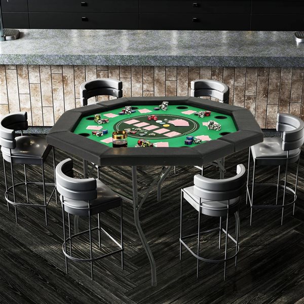 Costway 48-in 8-Player Foldable Poker and Blackjack Texas Hold'em Table - Green