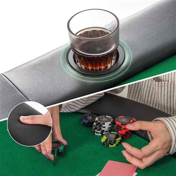 Costway 36-in Freestanding 8-Player smooth Felt Poker Table with 8 Cup Holders and Comfy Armrests
