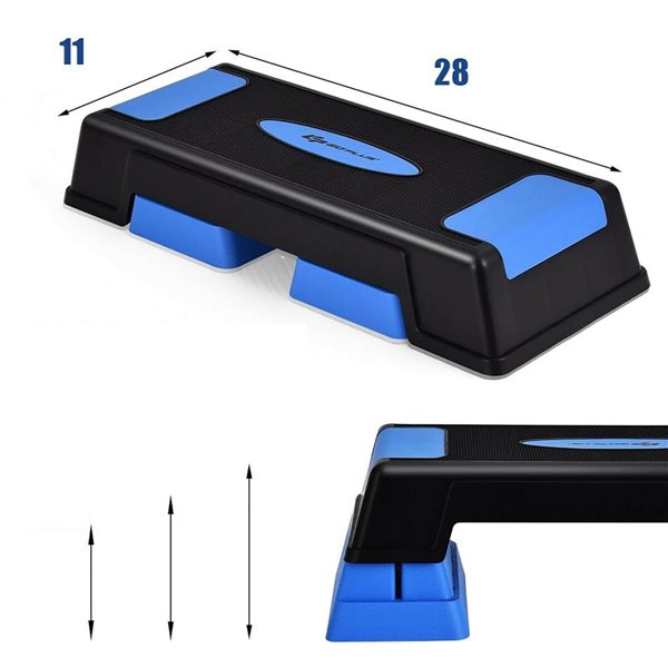 Costway Fitness Aerobic Adjustable Step Exerciser - Blue