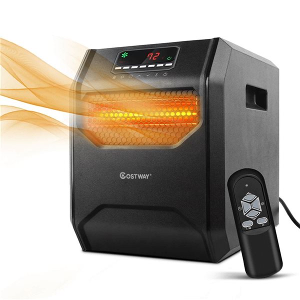 Costway 1500W Portable Electric Space Heater with 12H Timer and LED Remote Control